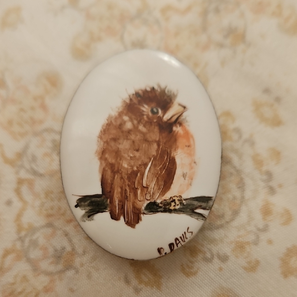 Hand-Painted Bird Brooch